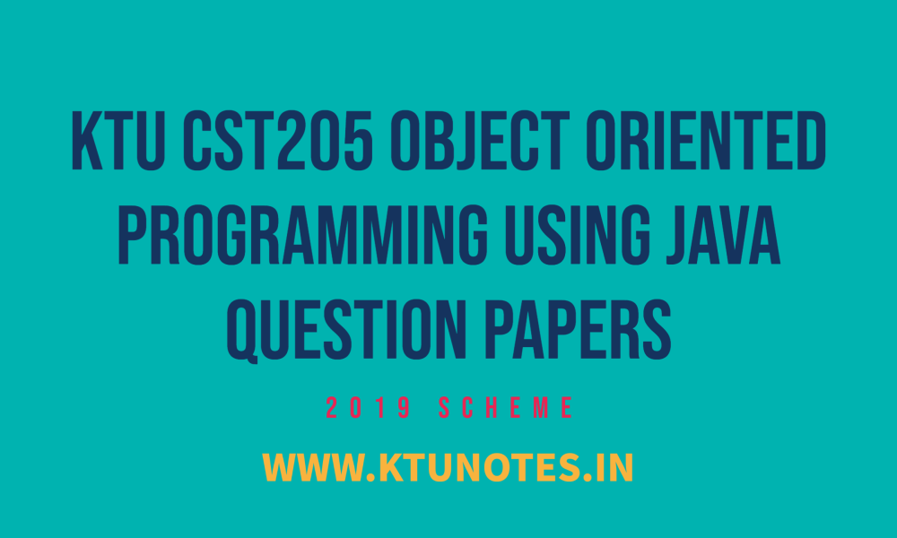 Object Oriented Programming Using Java Ktu Notes