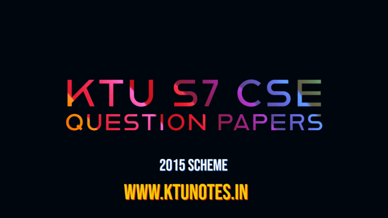 KTU S7 CSE Question Papers